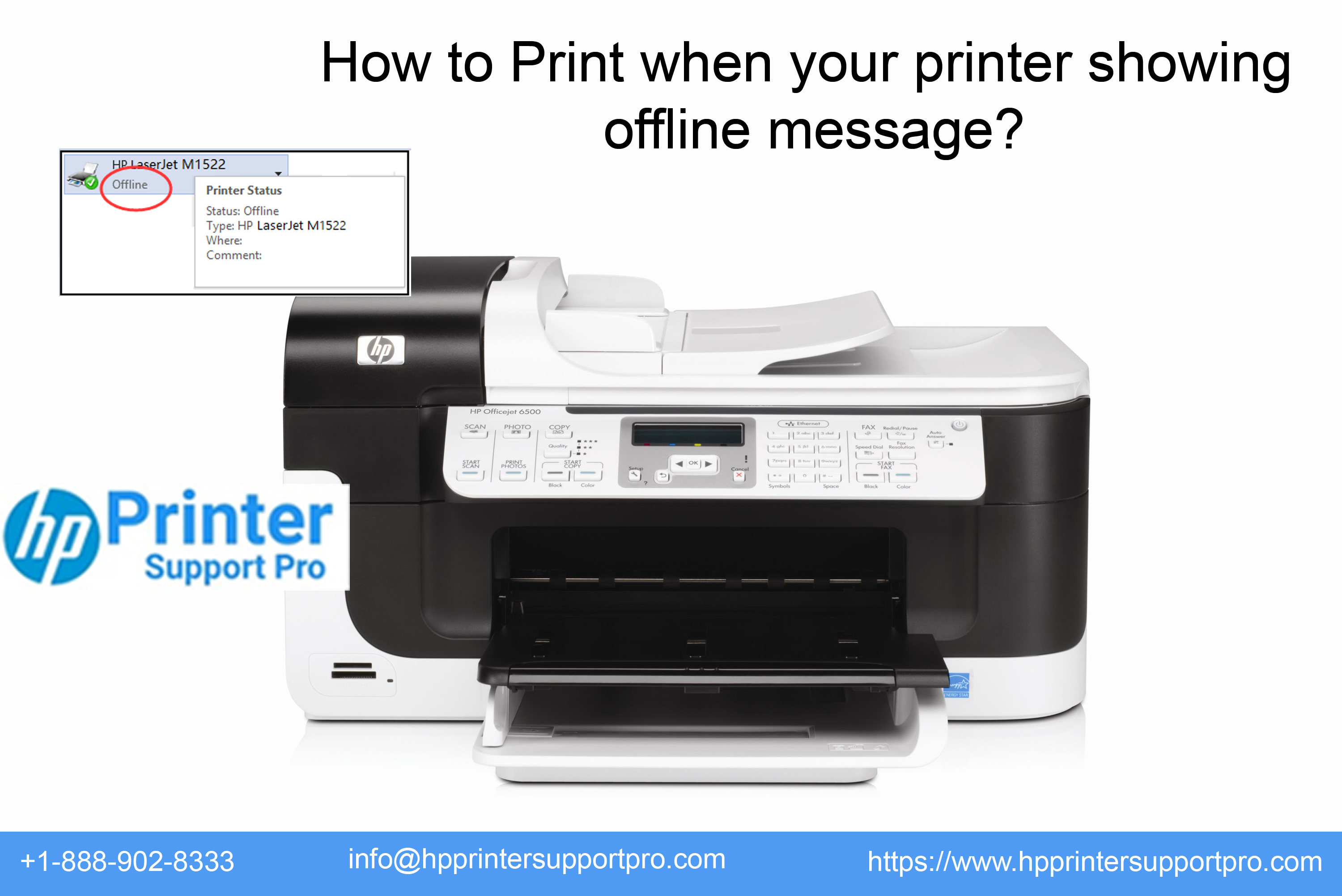 printer showing offline message